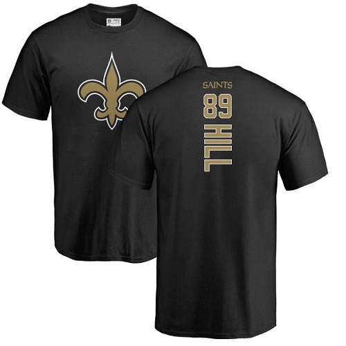 Men New Orleans Saints Black Josh Hill Backer NFL Football #89 T Shirt